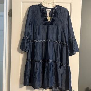NWT Tommy Bahama Denim Blue Dress with Navy Tassels size small